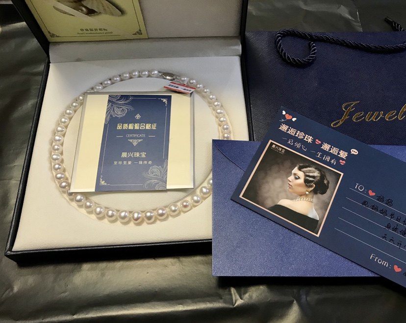 源产地珍珠项链近圆项链淡水银