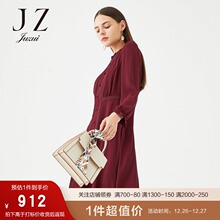JUZUI/玖姿官方奥莱店春秋装新款桑蚕丝气质收腰女真丝连衣裙图片