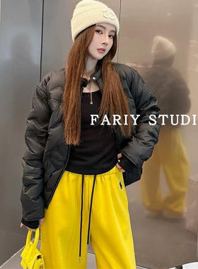 FR欧洲站25秋冬新韩版时尚立领轻薄款白鸭绒羽绒服短款外套女欧货