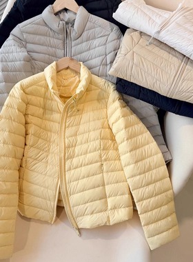 欧货FR25秋冬新款极简立领超轻白鸭绒轻薄款百搭排骨羽绒服外套女