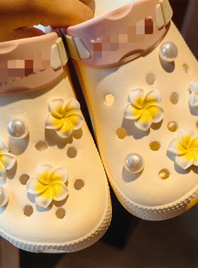 crocs洞洞鞋配饰透明小花DIY珍珠鞋花cross卡骆驰装饰扣配件鞋扣