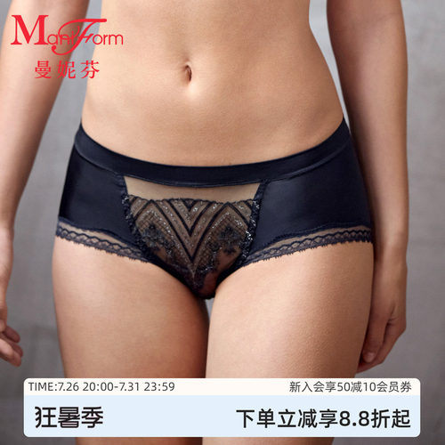 曼妮芬蕾丝中腰纯棉裆三角裤