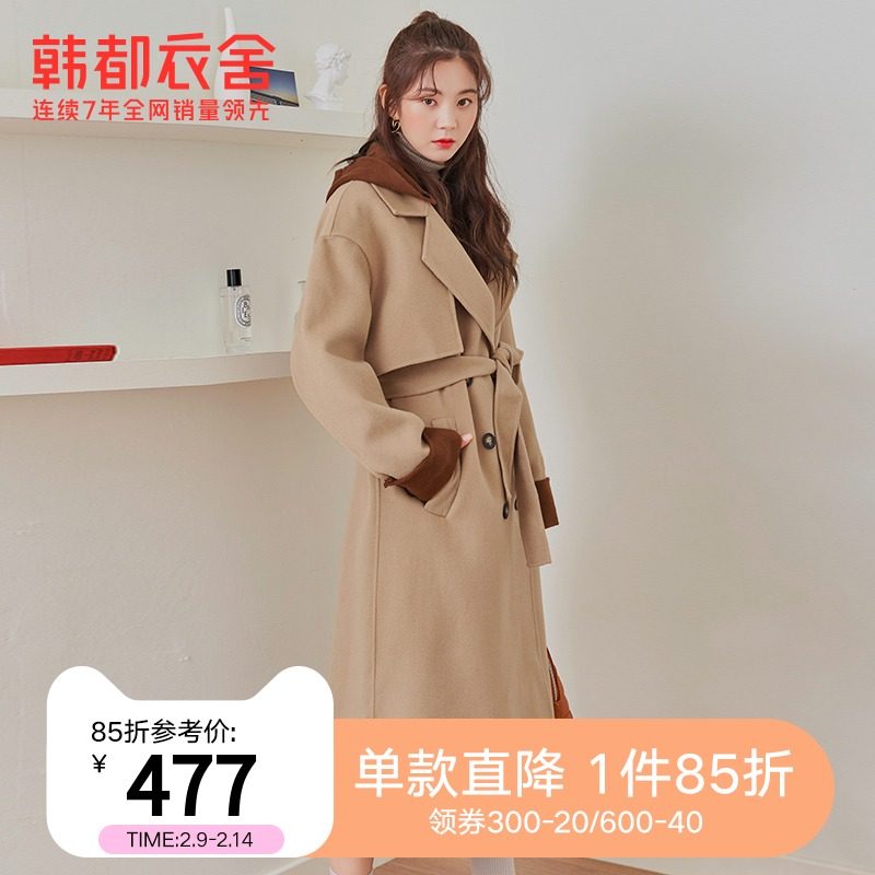 韩都衣舍outlets冬韩版女装羊毛大衣毛呢外套OR8352璎