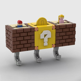 优化结构 马里奥金币问号箱钥匙挂扣MOC积木超级玛丽盒子拼装模型