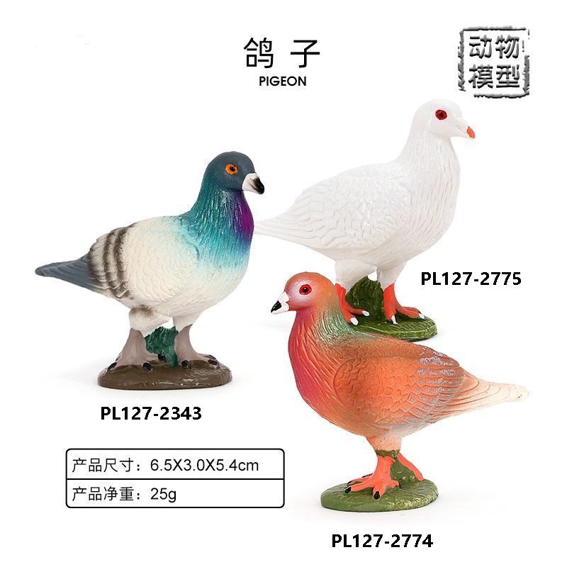 儿童早教认知仿真飞鸟动物实心模型鸽子信鸽和平鸽塑胶玩具摆件