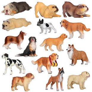 仿真宠物狗模型斗牛金毛圣伯纳小狗家禽农场儿童玩具拳师犬苏牧