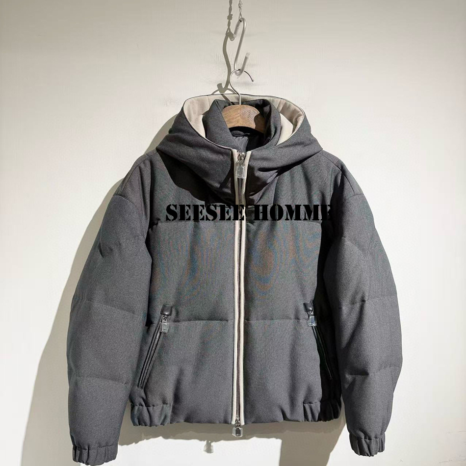 BC老钱简约羊毛面料白鹅绒羽绒服