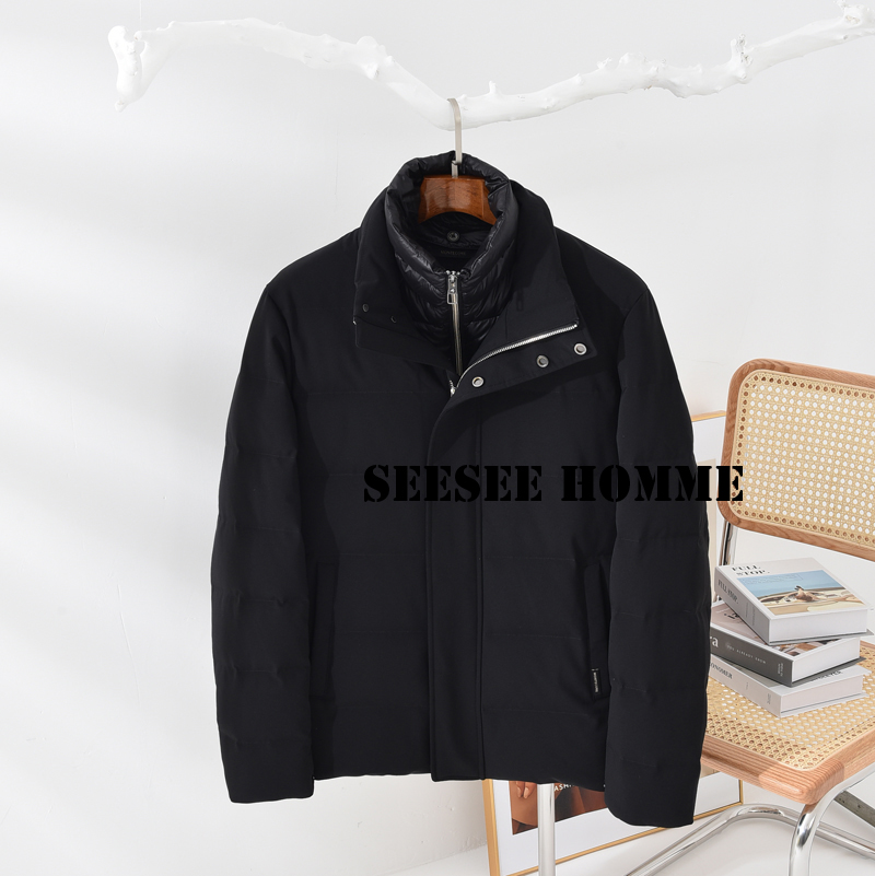 意大利小狗头男羽绒服商务立领鹅