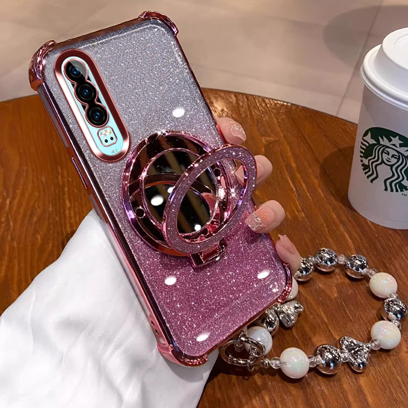 华为P30手机壳ELE一AL00镜子支架P30保护套p3o软壳新款VOG防摔女