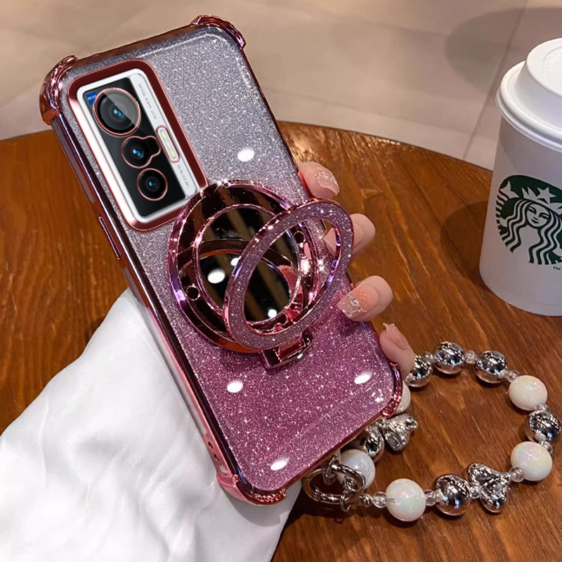 vivoX70手机壳vovix70保护套V2133A镜子支架vivix70防摔软壳新款