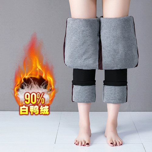 Бархатные штаны с пухом для матери, высокая талия, утиный пух, свободный прямой крой