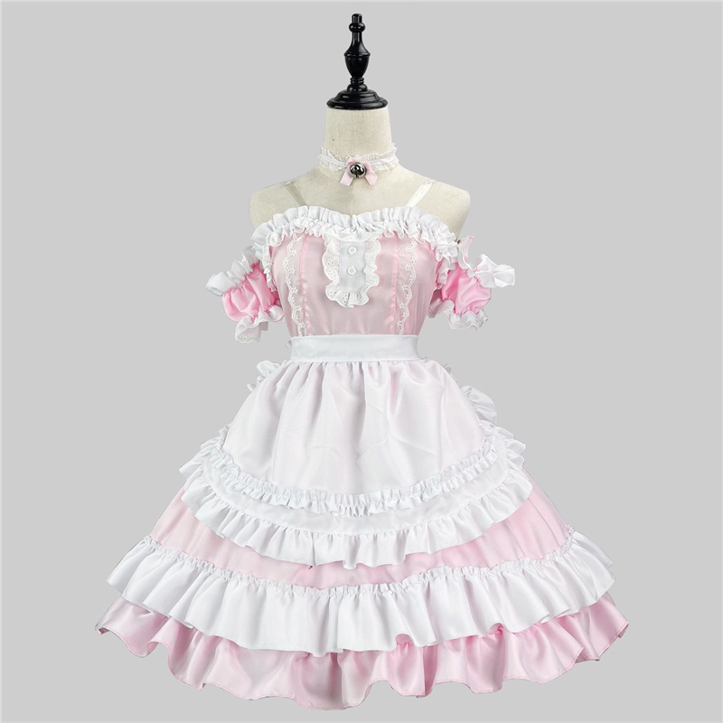 Cosplay大码lolita裙2025新款粉色连衣裙女仆萝莉夏季显瘦公主裙
