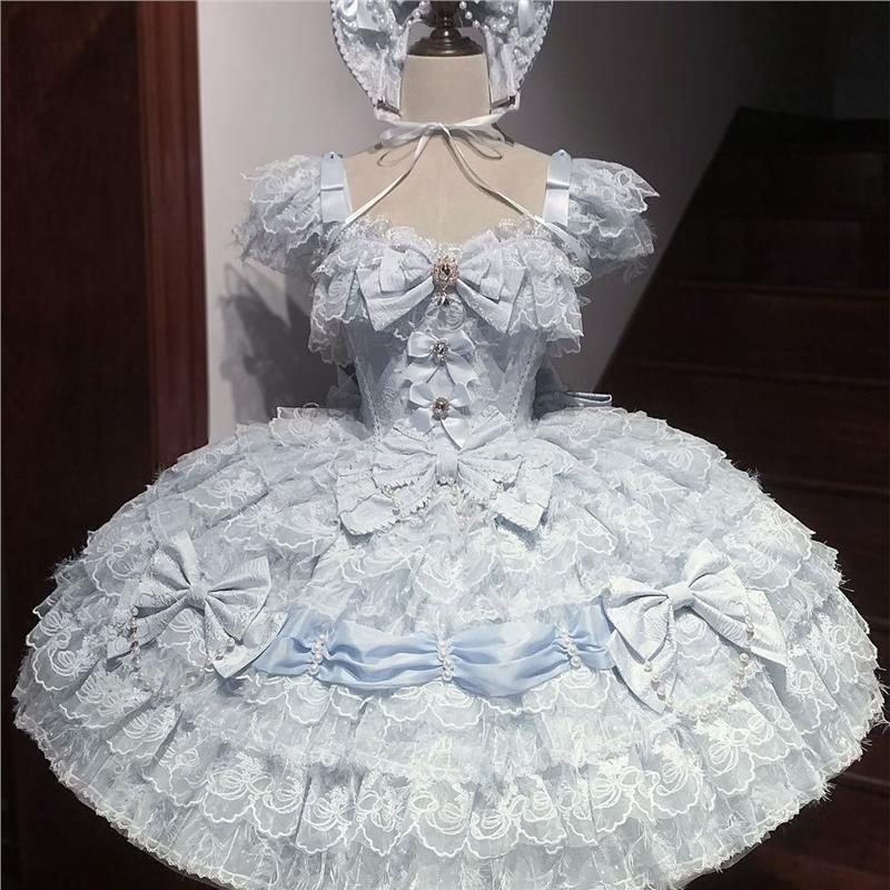 白茶少女~Lolita洋装甜美花嫁jsk吊带连衣裙