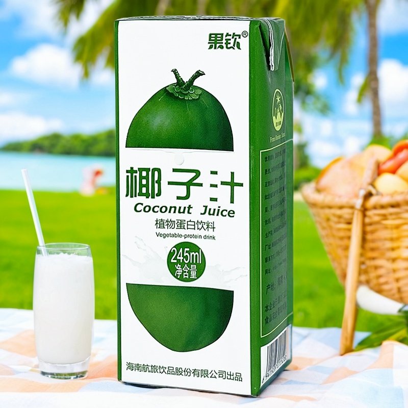 海航飞机鲜椰肉榨汁椰子汁240mlx24盒植物奶果蔬汁饮料椰子水聚会