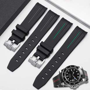 官网正品Rubber B橡胶手表带适配劳力士黑绿水鬼王表针扣游艇名仕