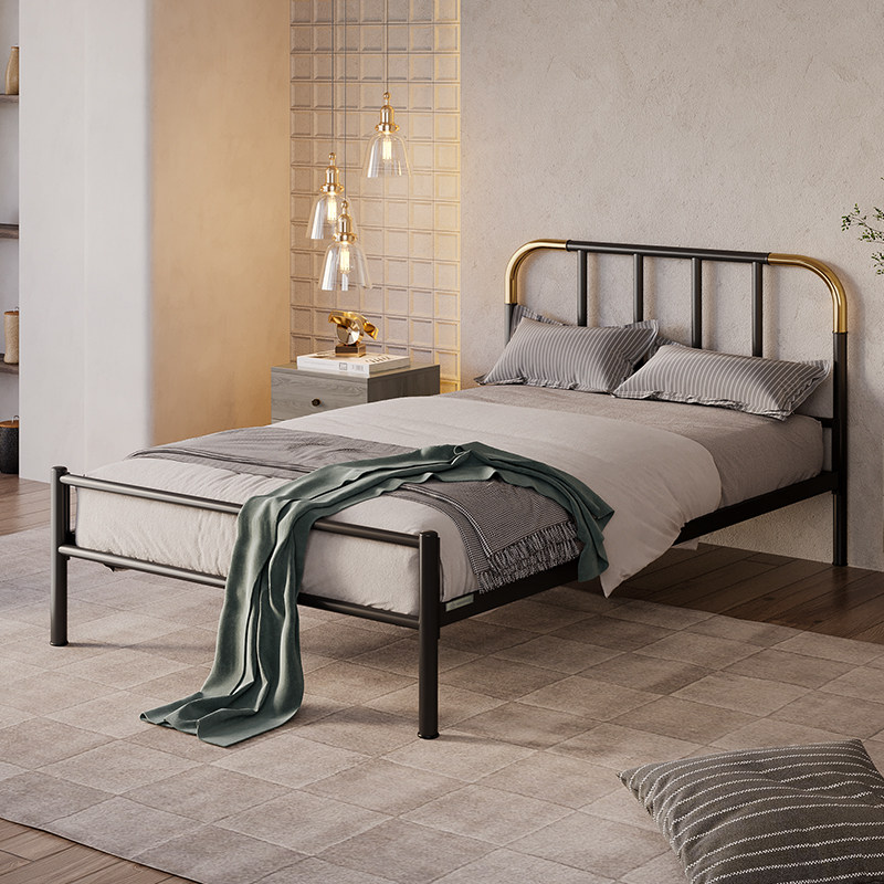 天坛家具铁艺床高端加厚单人床现代简约环保金属轻奢无异味铁架床