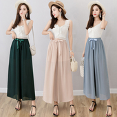 九分休闲温柔风垂感雪纺阔腿裤 123 女 高腰女裤 韩版 夏装 新款