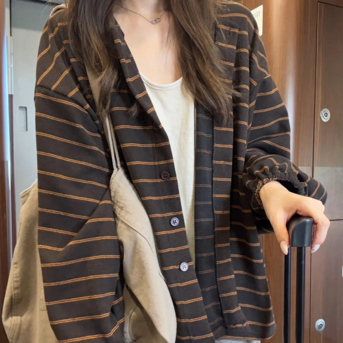 慵懒条纹小外套女2026新款