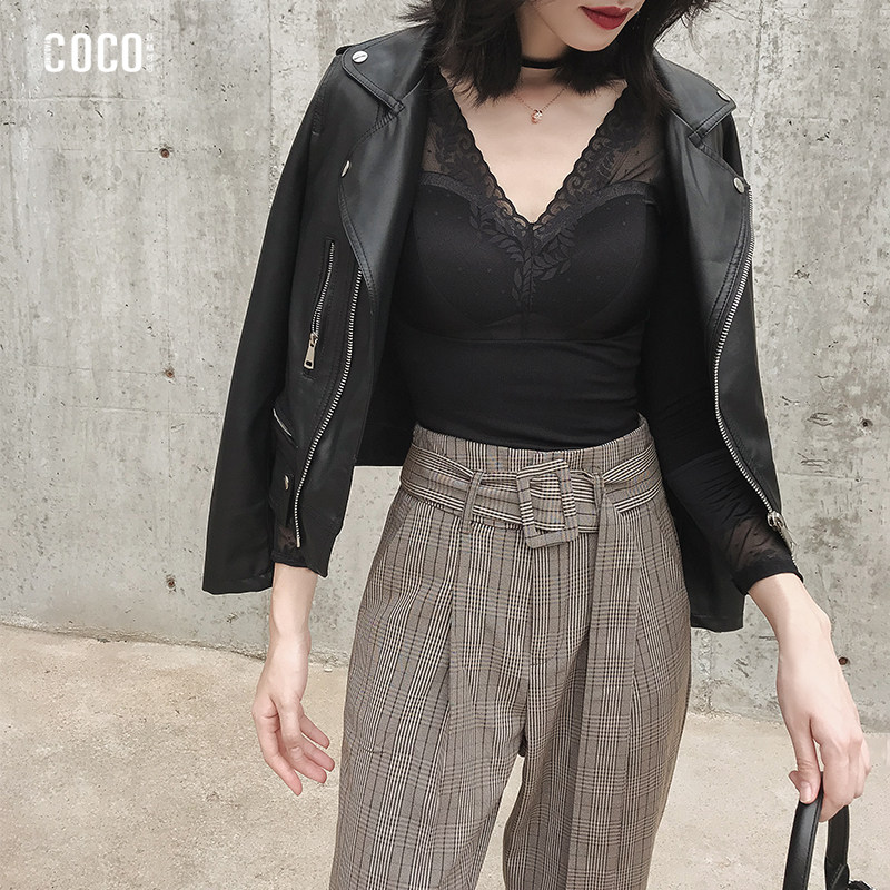 妖精可可官方正品美胸热能内衣女发热保暖百搭蕾丝打底衫春秋薄款