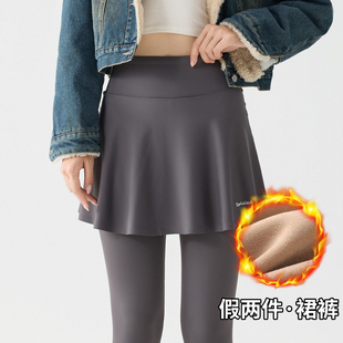 鲨鱼裤女假两件裙裤一体打底裤外穿秋冬加绒2026新款瑜伽裤遮挡裙