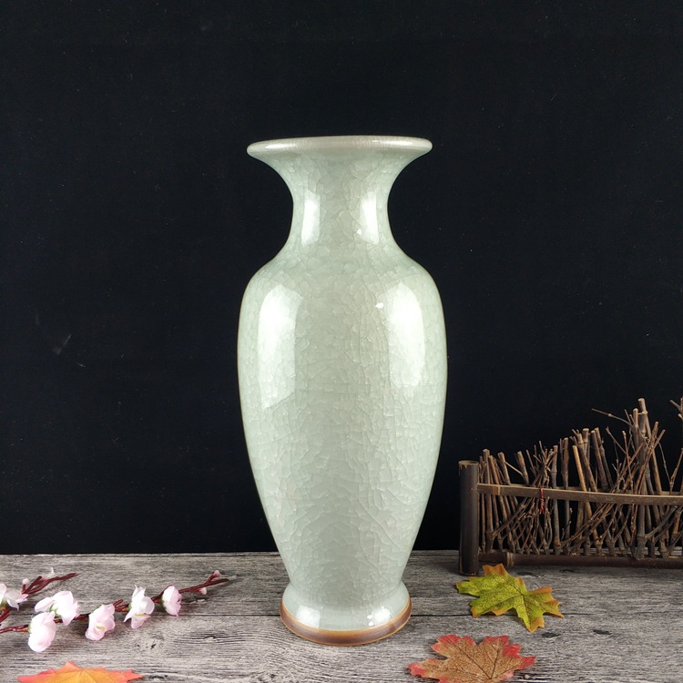 景德镇陶瓷器 仿古钧瓷裂纹釉冰片花瓶 现代客厅家居装饰品摆件