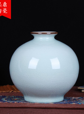 景德镇陶瓷工艺品 仿古开片石榴花瓶摆件 现代时尚批发摆件批发