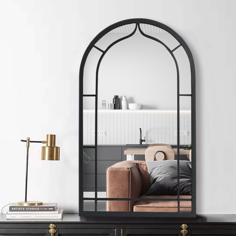 欧式风黑框靠墙卫生间定制镜子