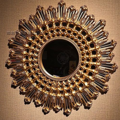 雕花古典风太阳客厅定制装饰镜子