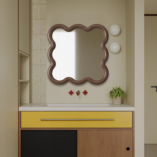 北欧ins波浪智能防雾浴室镜异形