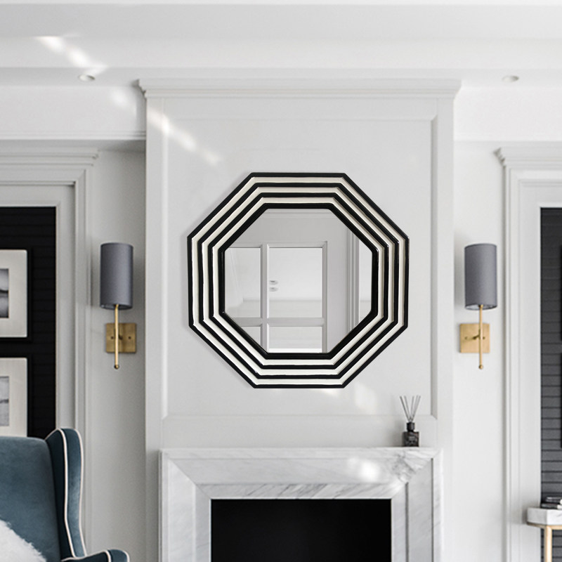 欧式客厅墙面装饰镜家居样板房玄关条纹挂镜梳妆桌台现代创意镜子