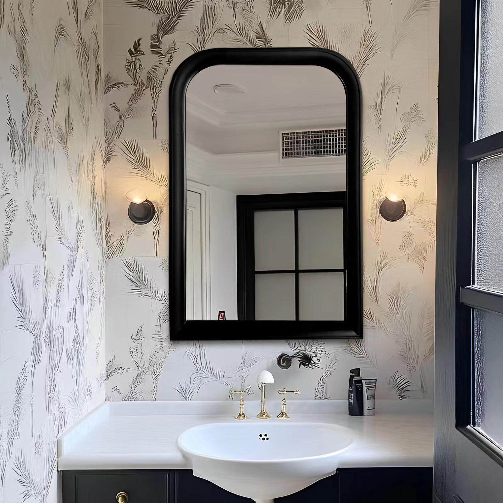 法式复古浴室镜智能洗手间黑色镜子美式卧室壁挂梳妆镜别墅装饰镜,住宅家具,化妆镜,淘宝优惠券,粉丝福利购,淘宝优惠卷