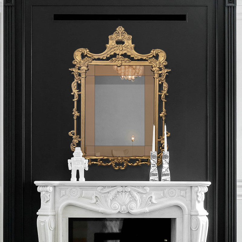 后现代高档别墅客厅壁炉壁挂镜法式复古轻奢玄关餐边镜会所装饰镜