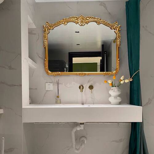 复古浴室镜美式洗手间雕花化妆镜