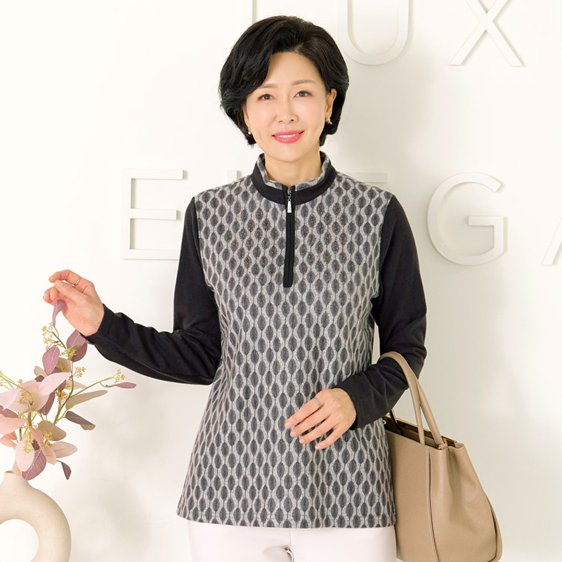 2025韩国妈妈中老年女装立领长袖