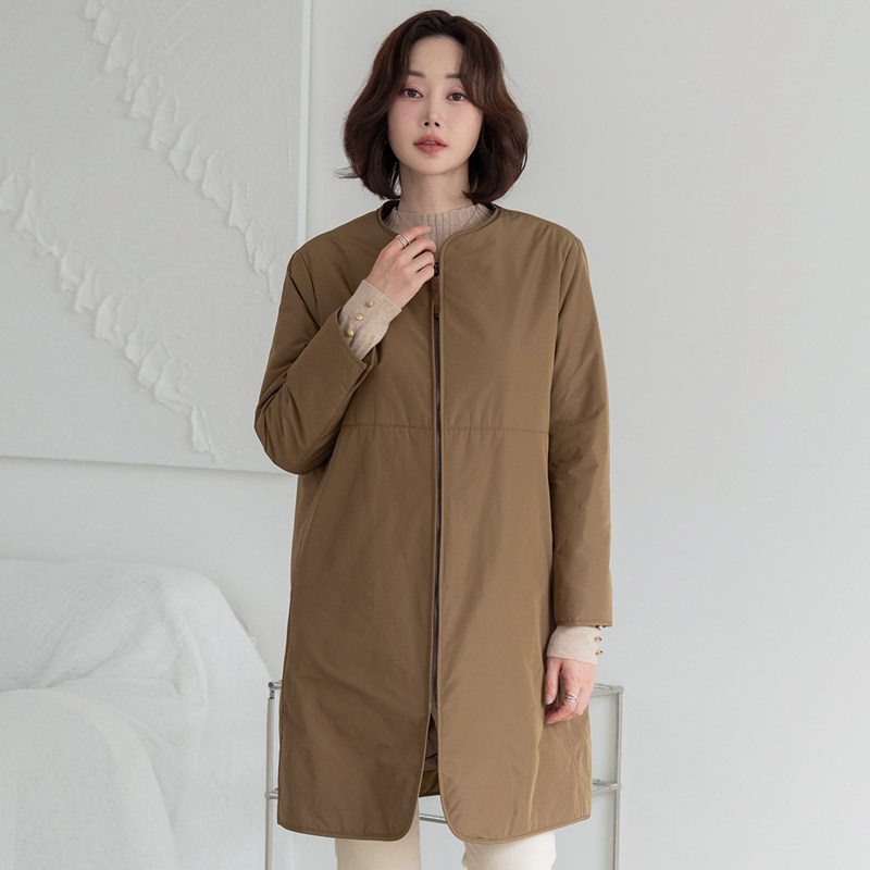 韩国代购保暖加绒中长款棉服