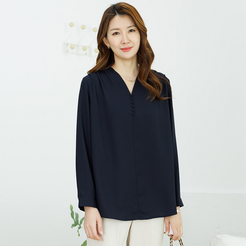 2025春季新款长袖衬衫女宽松V领