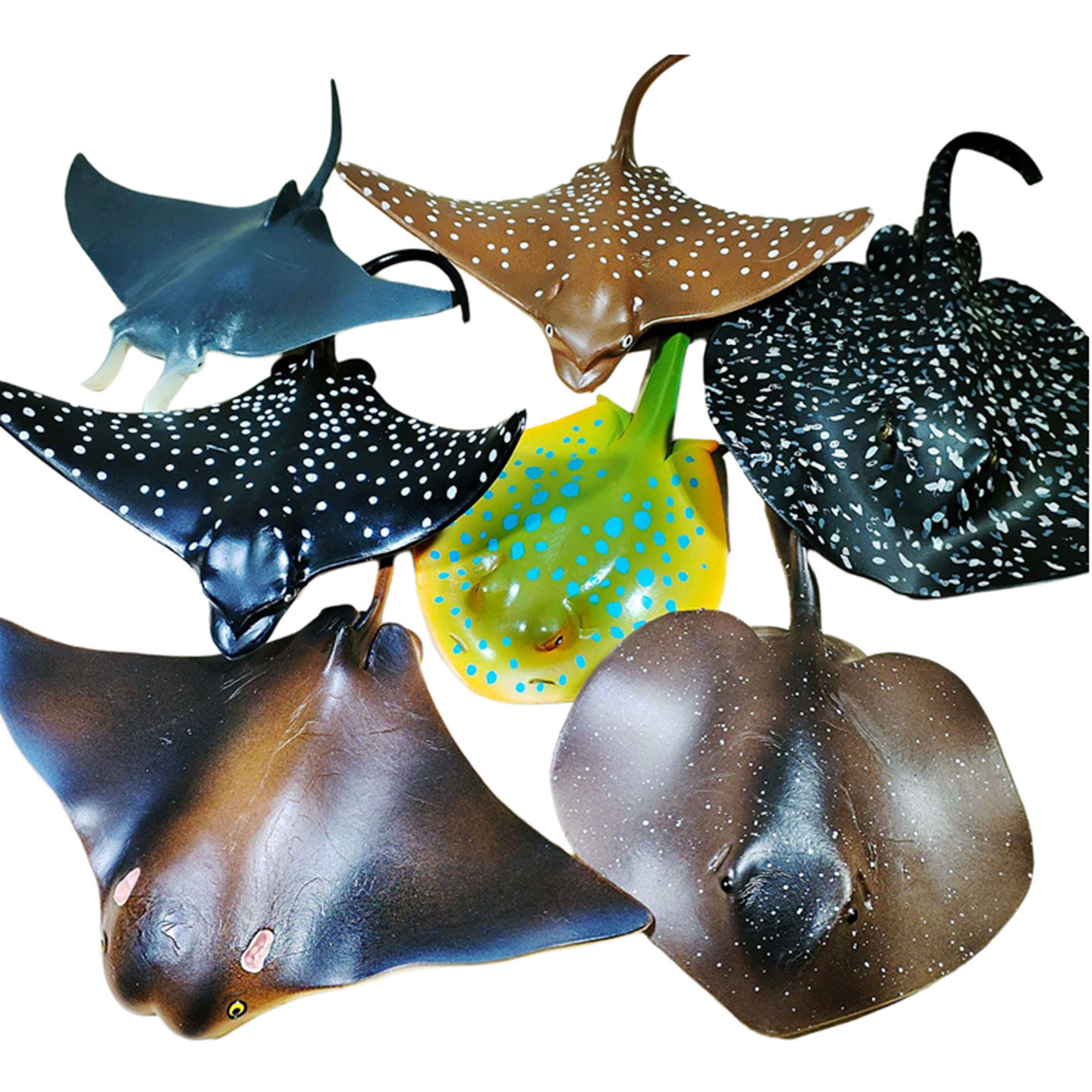 仿真海洋动物魔鬼鱼模型蝠鲼鱼摆件大鳐鱼玩偶蓝斑条尾魟底栖鱼类