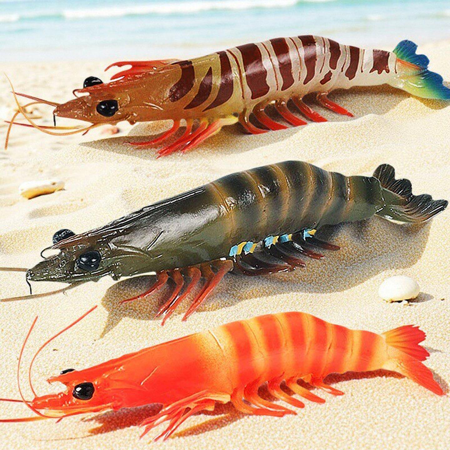 仿真虾模型海虾河虾斑节对虾摆件海洋生物水生虎虾九节虾儿童认知