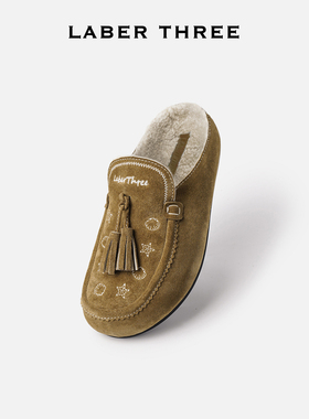 LABERTHREE 25秋冬新品南法海岸毛毛博肯拖一脚蹬厚底保暖拖鞋女