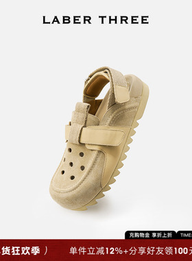 LABERTHREE 懒人户外氧气感洞洞勃肯凉鞋高级复古时尚一脚蹬拖鞋
