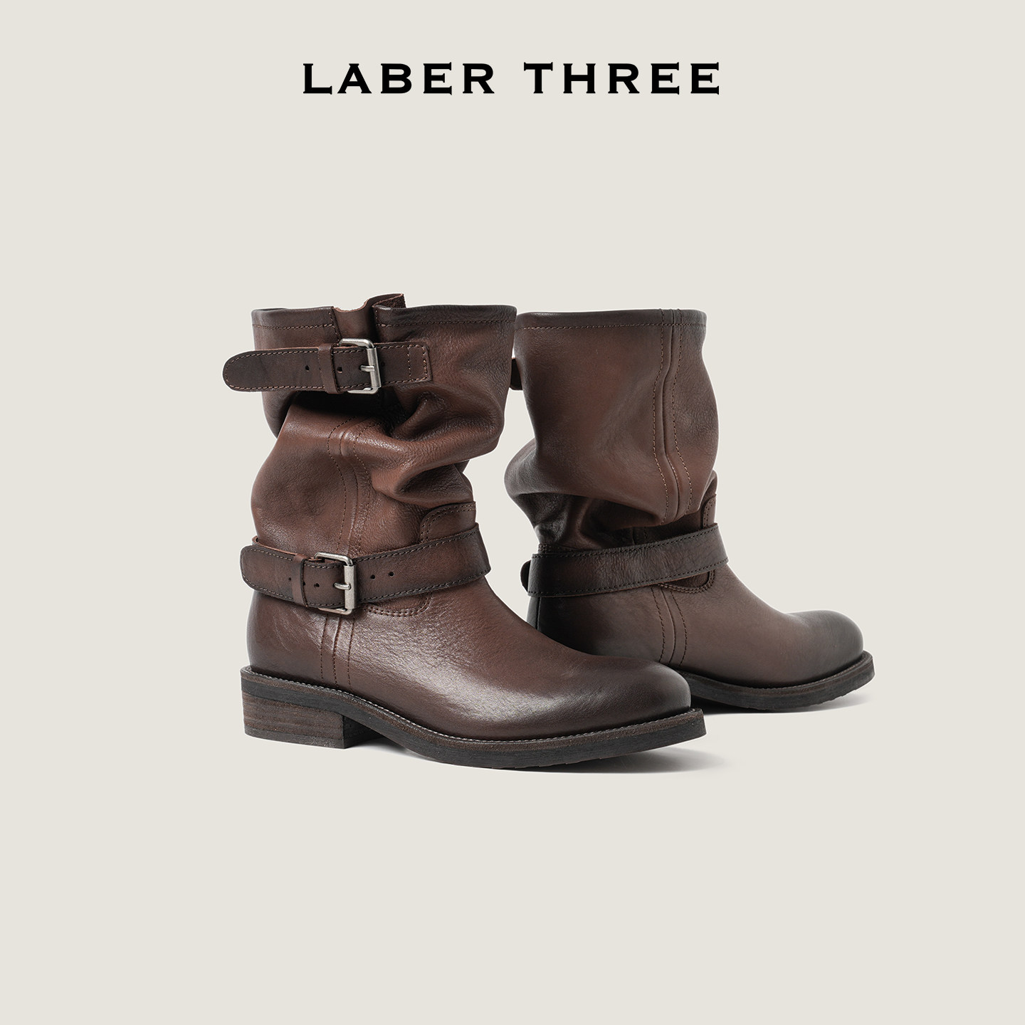 LABERTHREE折痕游牧骑士靴