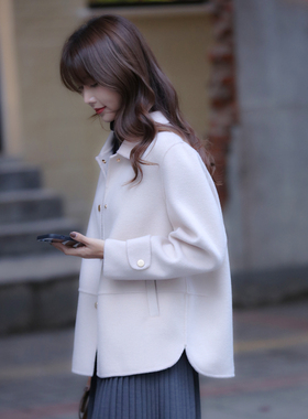 短款小个子纯羊毛双面呢外套女2025新款爆款羊绒大衣女休闲款