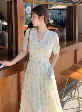 刺绣雪纺连衣裙子女装2025夏季女长身裙高级感茶歇法式显瘦气质