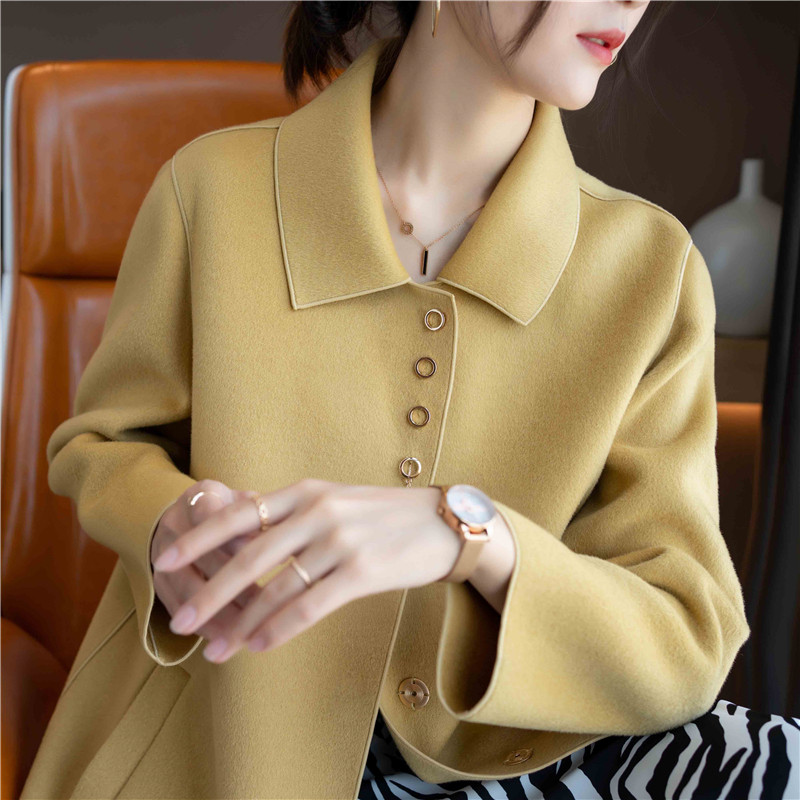 早春外套薄款双面羊绒大衣女2025高级感娃娃领中长款羊毛高端呢子