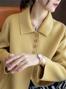 双面羊绒大衣女2025秋冬款娃娃领中长款100%羊毛高端呢子