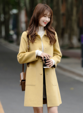 双面呢羊绒大衣女外套小个子2025秋冬毛呢外套中长款直筒显瘦显高