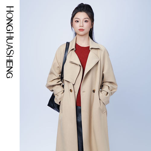 长款2024秋风衣外套翻领
