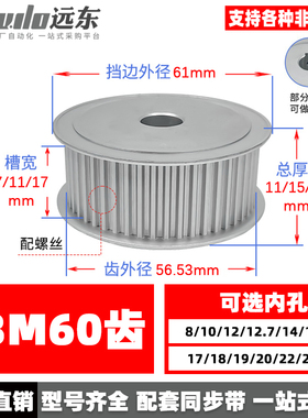 无台S3M60齿同步轮皮带轮AF 60S3M 槽宽7/11/17孔8-25齿外径56.53