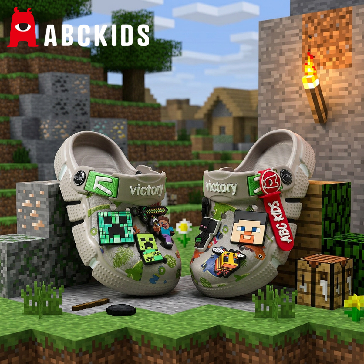 我的世界儿童洞洞鞋男童拖鞋防滑凉鞋男孩新款沙滩鞋宝宝大童轻便