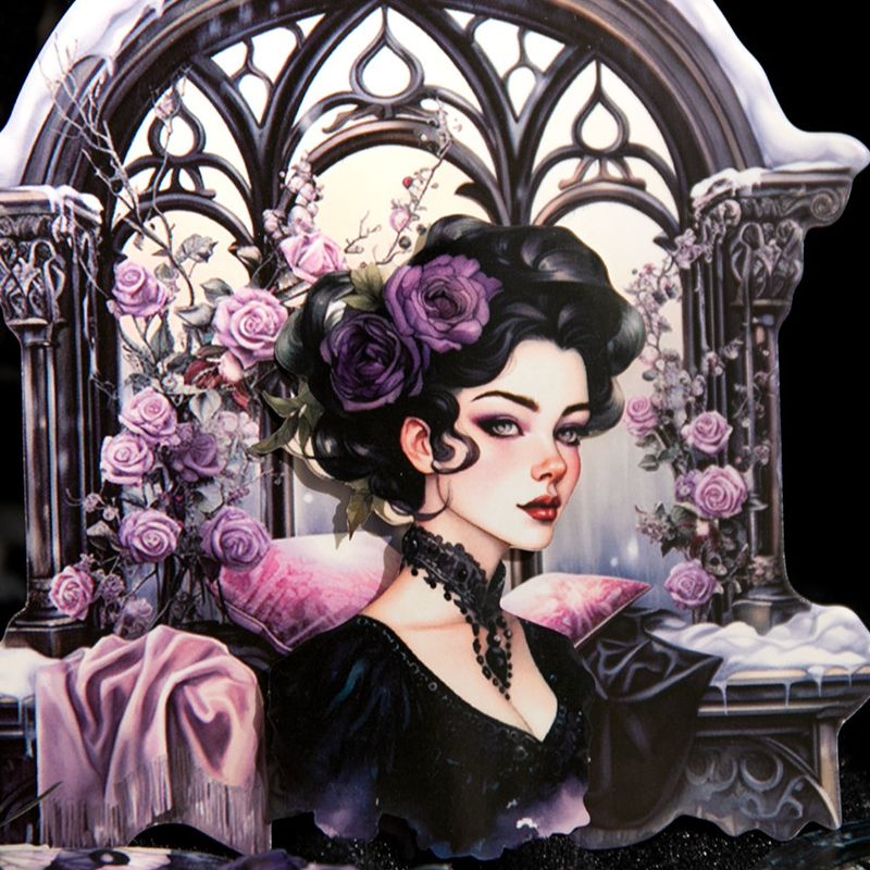 言己庄园的诗意系列贴纸包20张 激光暗黑风手帐拼贴装饰素材6款